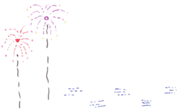 花火と海面のメッセージカード素材