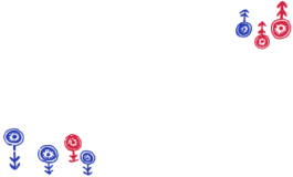 青と赤の花のメッセージカード素材